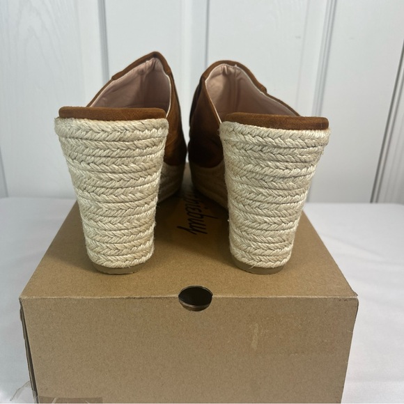 Brown Platform Espadrilles Slip On Wedge Sandals Bow Tie Womens 8.5 New - Picture 5 of 13